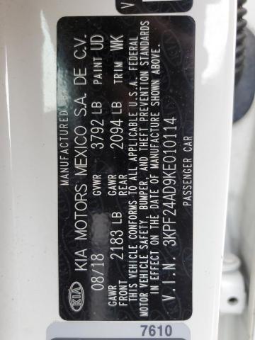 Photo 10 from auction – 2019 KIA FORTE FE with VIN 3KPF24AD9KE010114