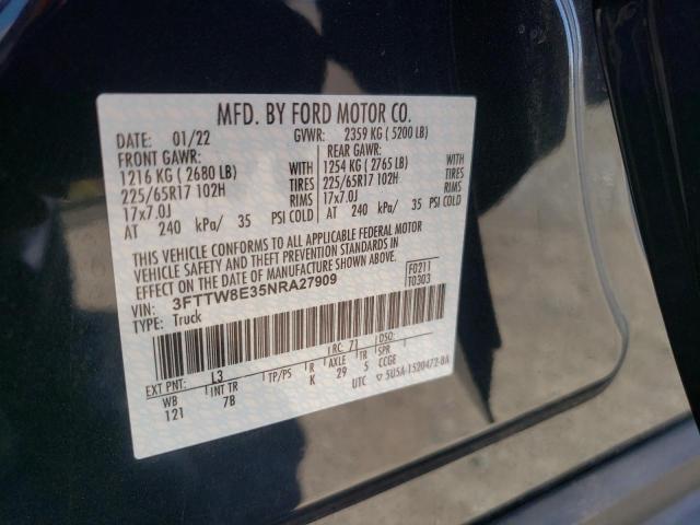 Photo 10 from auction – 2022 FORD MAVERICK X with VIN 3FTTW8E35NRA27909