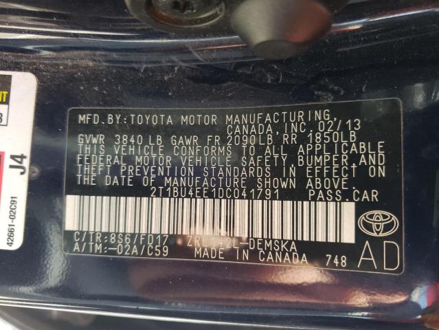 Photo 10 from auction – 2013 TOYOTA COROLLA BA with VIN 2T1BU4EE1DC041791
