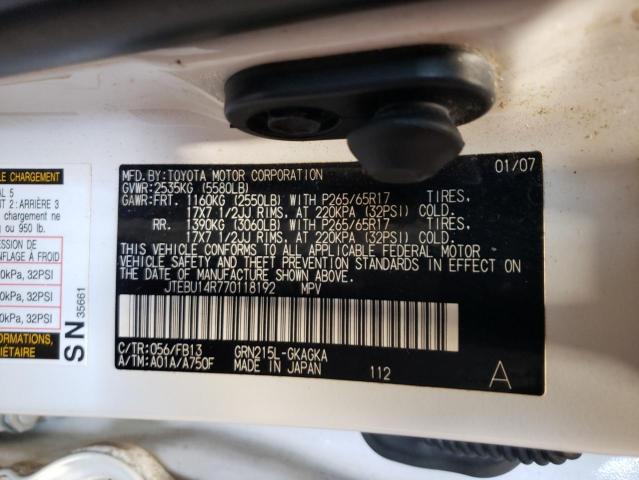Photo 10 from auction – 2007 TOYOTA 4RUNNER SR with VIN JTEBU14R770118192