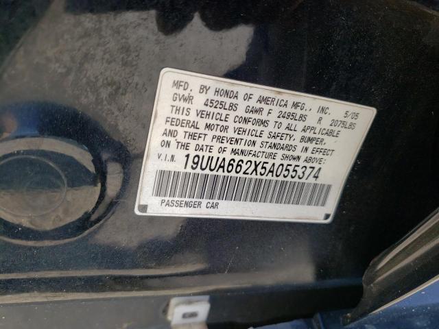 Photo 10 from auction – 2005 ACURA TL with VIN 19UUA662X5A055374
