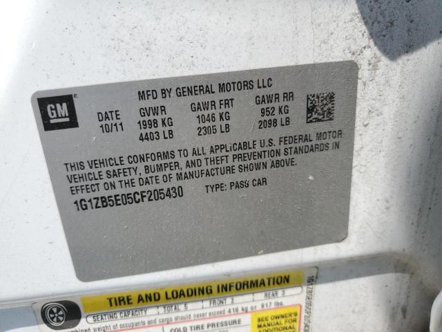 Photo 10 from auction – 2012 CHEVROLET MALIBU with VIN 1G1ZB5E05CF205430