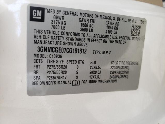 Photo 10 from auction – 2012 CHEVROLET AVALANCHE with VIN 3GNMCGE07CG181812