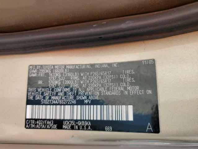 Photo 10 from auction – 2006 TOYOTA SEQUOIA SR with VIN 5TDZT34A76S272246