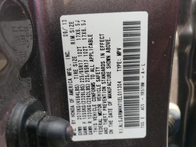Photo 10 from auction – 2014 HONDA CR-V EXL with VIN 5J6RM4H71EL011304