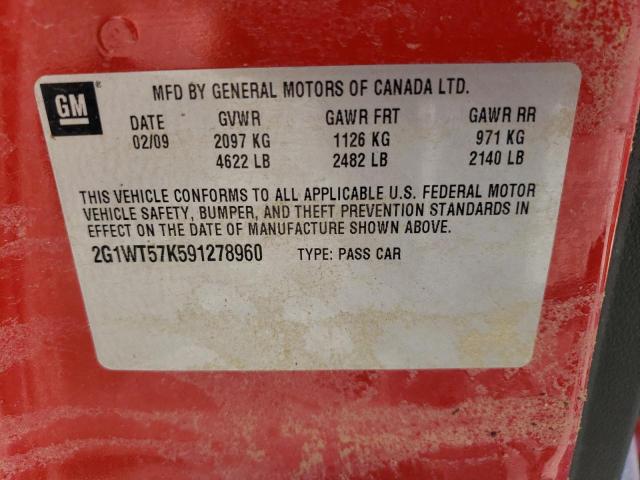 Photo 10 from auction – 2009 CHEVROLET IMPALA 1LT with VIN 2G1WT57K591278960