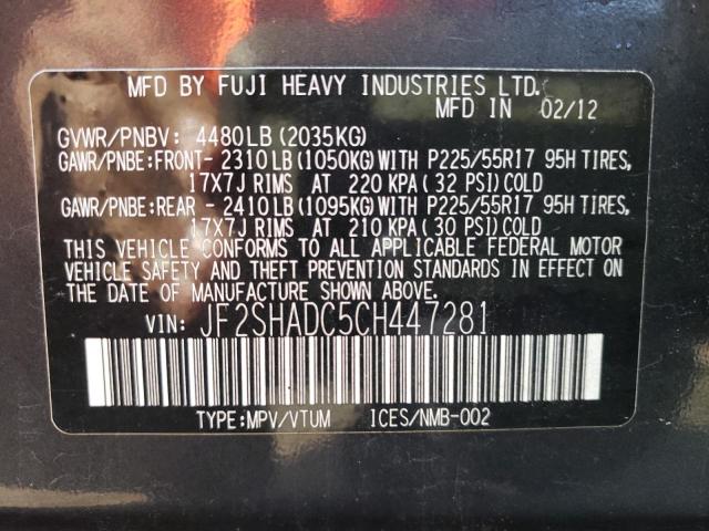 Photo 10 from auction – 2012 SUBARU FORESTER 2 with VIN JF2SHADC5CH447281