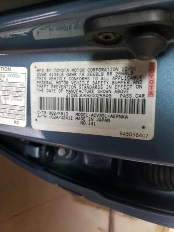 Photo 10 from auction – 2002 TOYOTA CAMRY LE with VIN JTDBE30K920025849