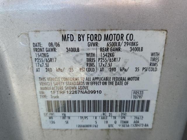 Photo 10 from auction – 2007 FORD F150 with VIN 1FTRF12267NA09910