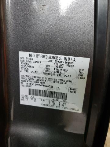 Photo 10 from auction – 2004 FORD F150 with VIN 1FTRX12W64NA26525