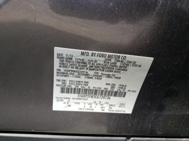 Photo 10 from auction – 2012 FORD TAURUS LIM with VIN 1FAHP2FW2CG129736