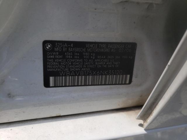 Photo 10 from auction – 2006 BMW 325 I AUTO with VIN WBAVB175X6NK35120