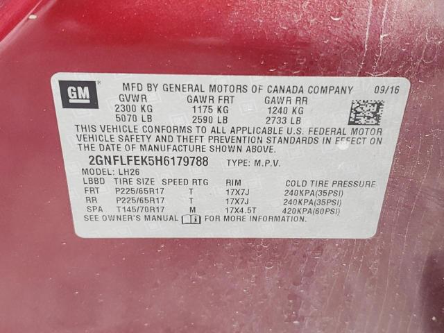 Photo 10 from auction – 2017 CHEVROLET EQUINOX LT with VIN 2GNFLFEK5H6179788