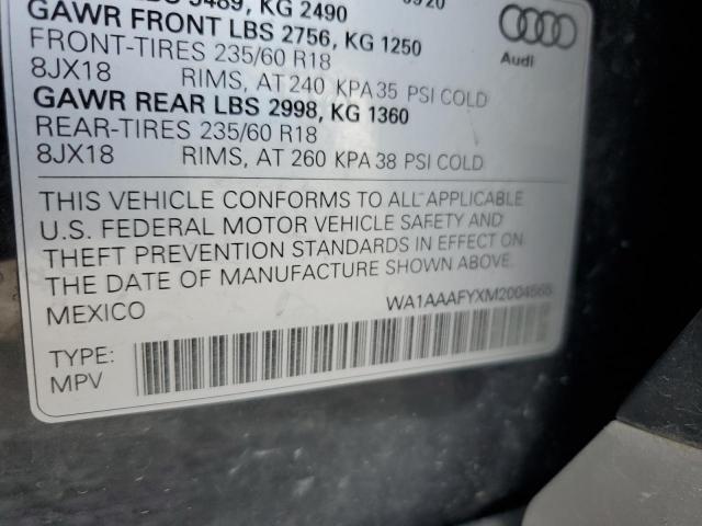 Photo 10 from auction – 2021 AUDI Q5 PREMIUM with VIN WA1AAAFYXM2004565