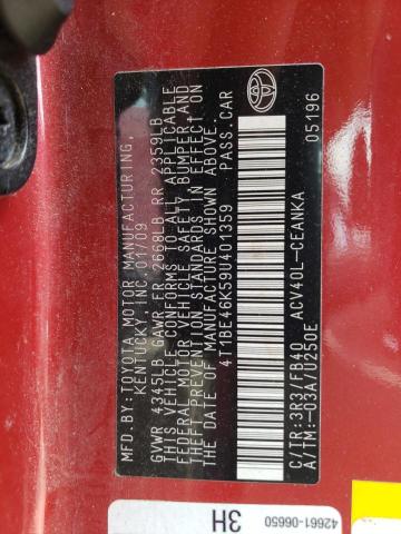 Photo 10 from auction – 2009 TOYOTA CAMRY BASE with VIN 4T1BE46K59U401359
