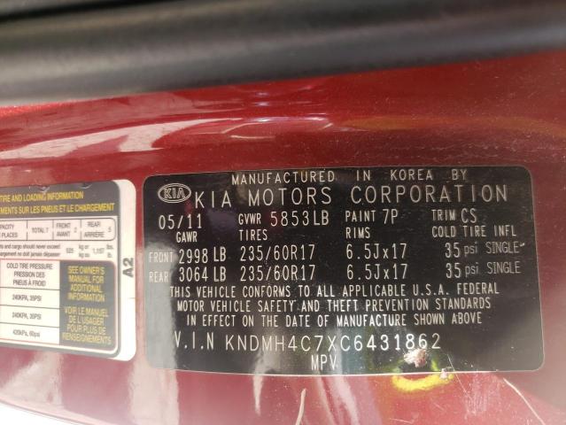 Photo 10 from auction – 2012 KIA SEDONA EX with VIN KNDMH4C7XC6431862