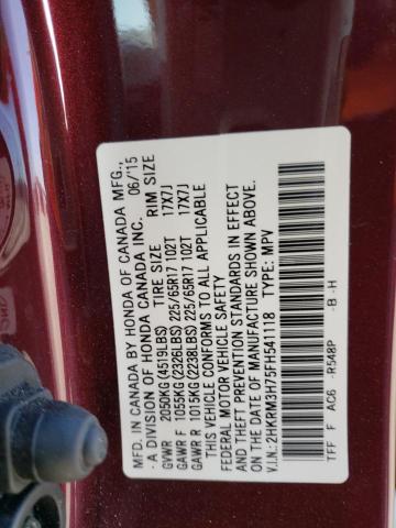 Photo 10 from auction – 2015 HONDA CR-V EXL with VIN 2HKRM3H75FH541118