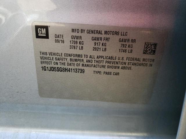 Photo 10 from auction – 2017 CHEVROLET SONIC LT with VIN 1G1JD5SG8H4113739