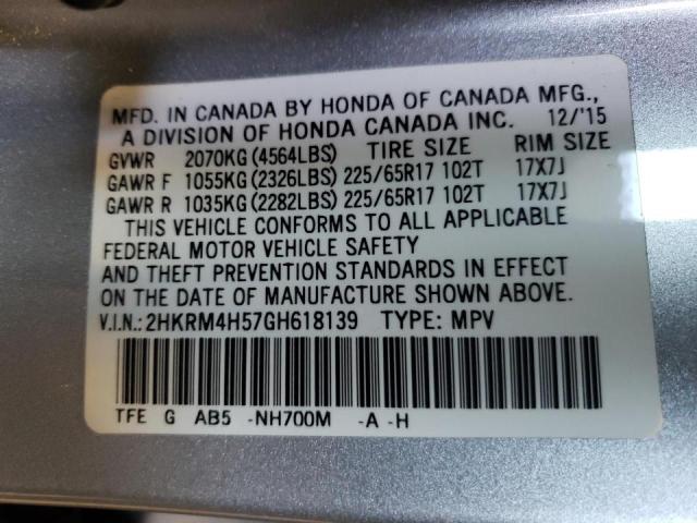 Photo 10 from auction – 2016 HONDA CR-V EX with VIN 2HKRM4H57GH618139