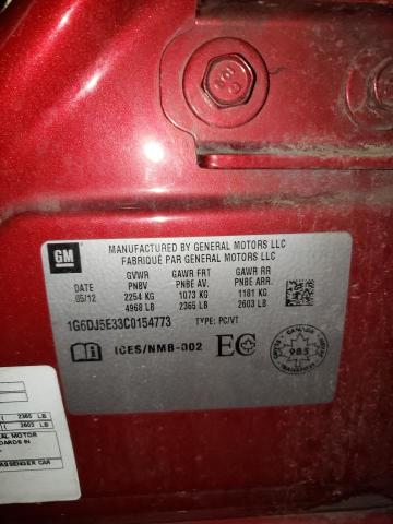Photo 10 from auction – 2012 CADILLAC CTS PERFOR with VIN 1G6DJ5E33C0154773