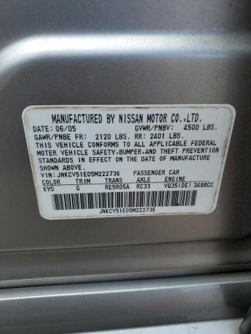 Photo 10 from auction – 2005 INFINITI G35 with VIN JNKCV51E05M222736