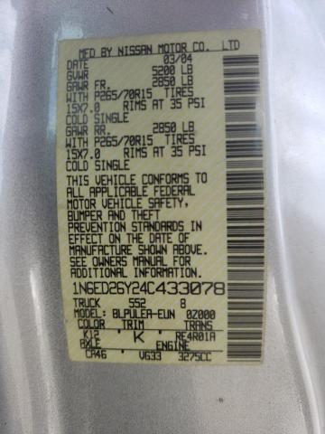 Photo 10 from auction – 2004 NISSAN FRONTIER K with VIN 1N6ED26Y24C433078