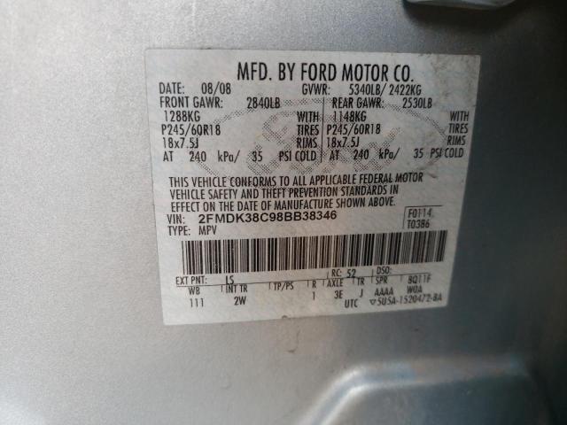 Photo 10 from auction – 2008 FORD EDGE SEL with VIN 2FMDK38C98BB38346
