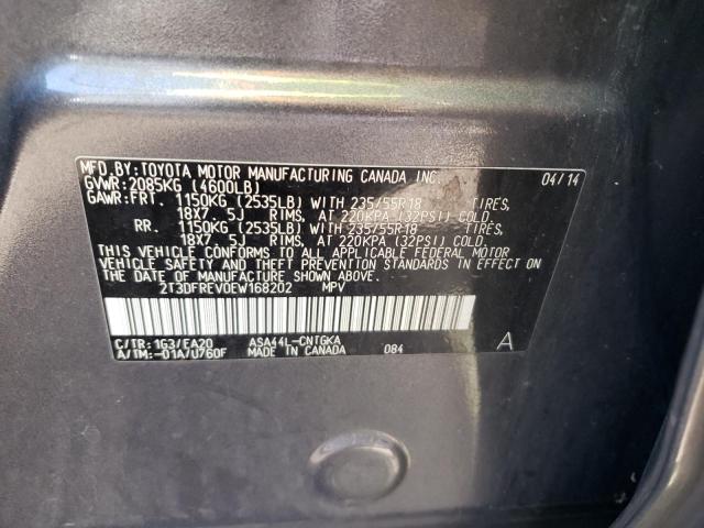 Photo 10 from auction – 2014 TOYOTA RAV4 LIMIT with VIN 2T3DFREV0EW168202