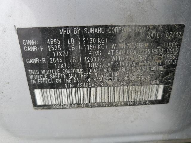 Photo 10 from auction – 2018 SUBARU OUTBACK 2. with VIN 4S4BSACC8J3202966