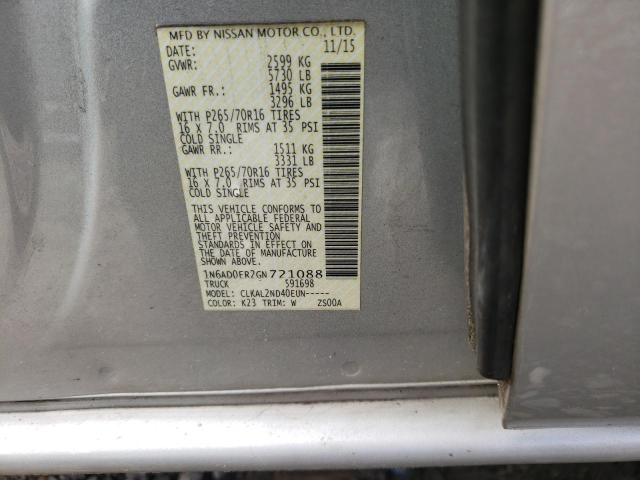 Photo 10 from auction – 2016 NISSAN FRONTIER S with VIN 1N6AD0ER2GN721088