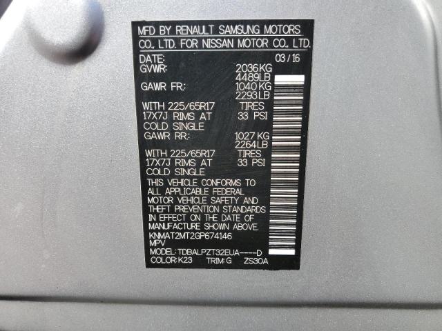 Photo 10 from auction – 2016 NISSAN ROGUE S with VIN KNMAT2MT2GP674146