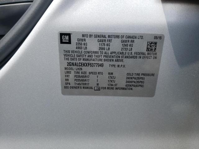 Photo 10 from auction – 2015 CHEVROLET EQUINOX LT with VIN 2GNALCEKXF6377949