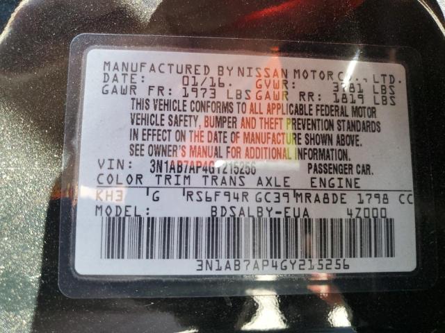 Photo 10 from auction – 2016 NISSAN SENTRA S with VIN 3N1AB7AP4GY215256