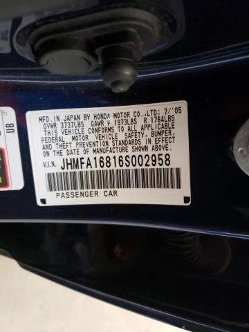 Photo 10 from auction – 2006 HONDA CIVIC EX with VIN JHMFA16816S002958