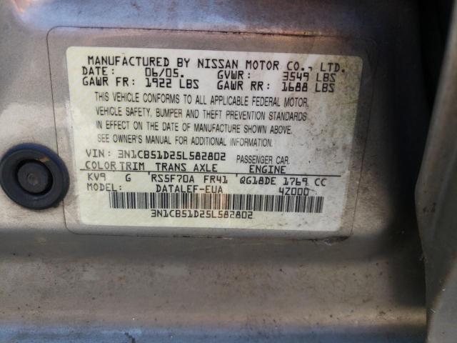 Photo 10 from auction – 2005 NISSAN SENTRA 1.8 with VIN 3N1CB51D25L582802