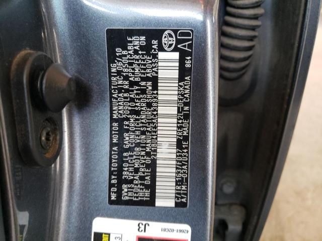 Photo 10 from auction – 2010 TOYOTA COROLLA BA with VIN 2T1BU4EE5AC438934