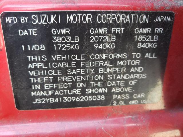 Photo 10 from auction – 2009 SUZUKI SX4 TECHNO with VIN JS2YB413096205038