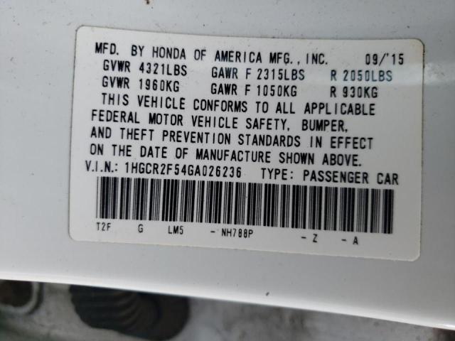 Photo 10 from auction – 2016 HONDA ACCORD with VIN 1HGCR2F54GA026236
