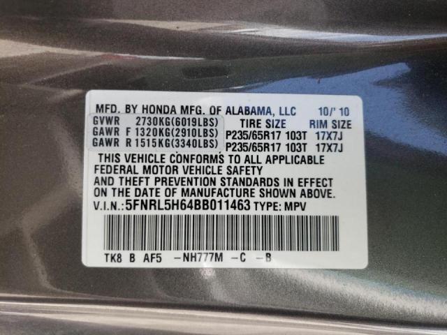 Photo 10 from auction – 2011 HONDA ODYSSEY EX with VIN 5FNRL5H64BB011463