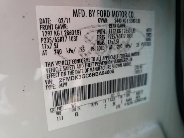 Photo 10 from auction – 2011 FORD EDGE SE with VIN 2FMDK3GC6BBA94606
