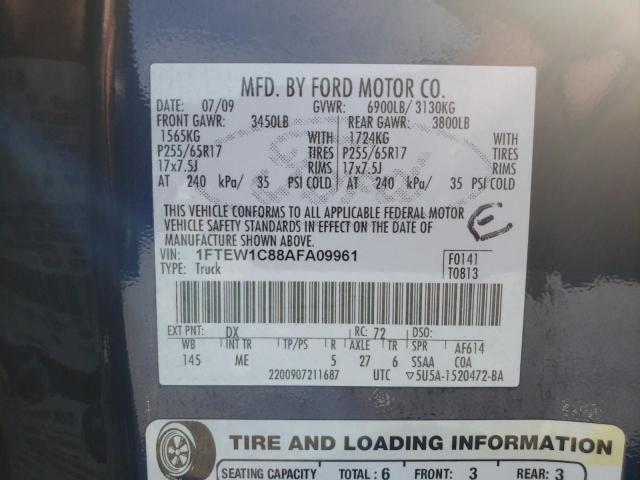 Photo 10 from auction – 2010 FORD F150 SUPER with VIN 1FTEW1C88AFA09961