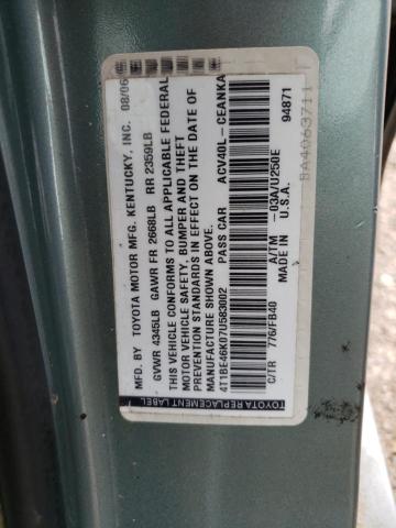 Photo 10 from auction – 2007 TOYOTA CAMRY CE with VIN 4T1BE46K07U583002
