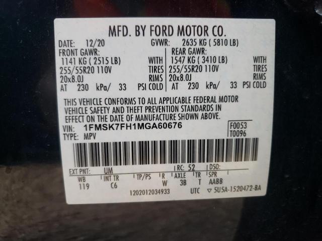 Photo 10 from auction – 2021 FORD EXPLORER L with VIN 1FMSK7FH1MGA60676