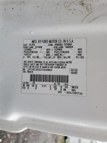 Photo 10 from auction – 2003 FORD RANGER SUP with VIN 1FTYR15E23TA40862