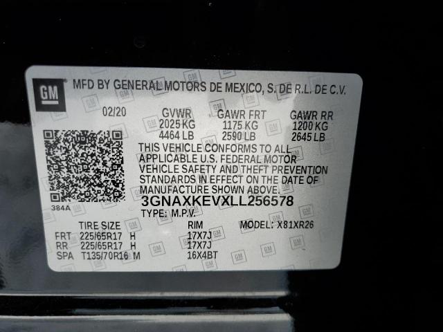 Photo 10 from auction – 2020 CHEVROLET EQUINOX LT with VIN 3GNAXKEVXLL256578