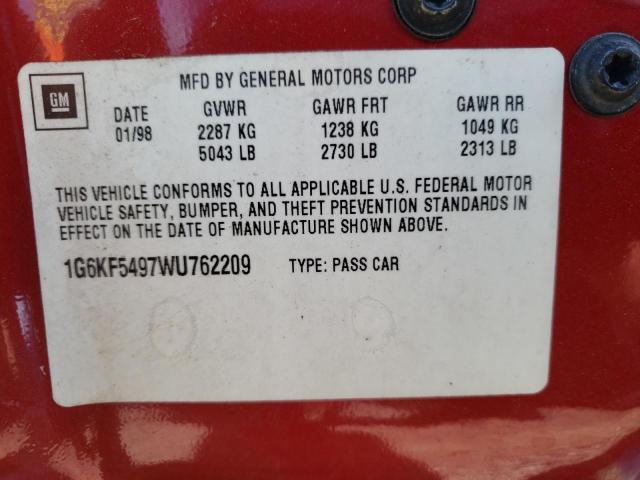 Photo 10 from auction – 1998 CADILLAC DEVILLE CO with VIN 1G6KF5497WU762209