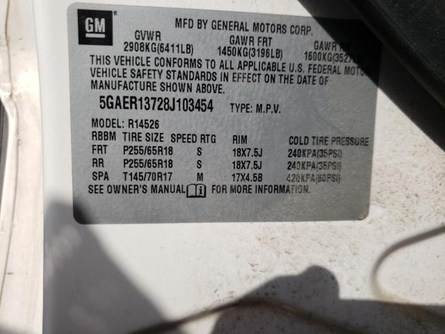 Photo 10 from auction – 2008 BUICK ENCLAVE CX with VIN 5GAER13728J103454