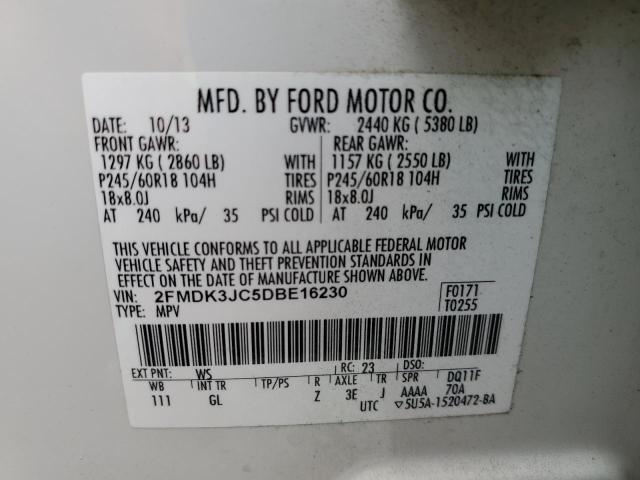 Photo 10 from auction – 2013 FORD EDGE SEL with VIN 2FMDK3JC5DBE16230