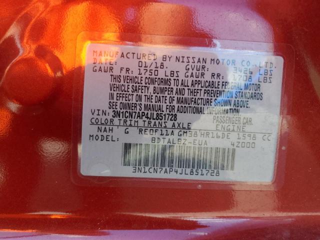 Photo 10 from auction – 2018 NISSAN VERSA S with VIN 3N1CN7AP4JL851728