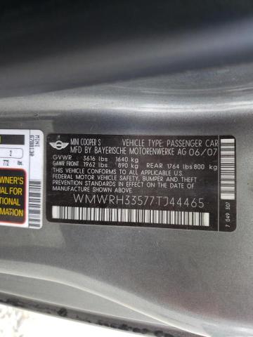 Photo 10 from auction – 2007 MINI COOPER S with VIN WMWRH33577TJ44465